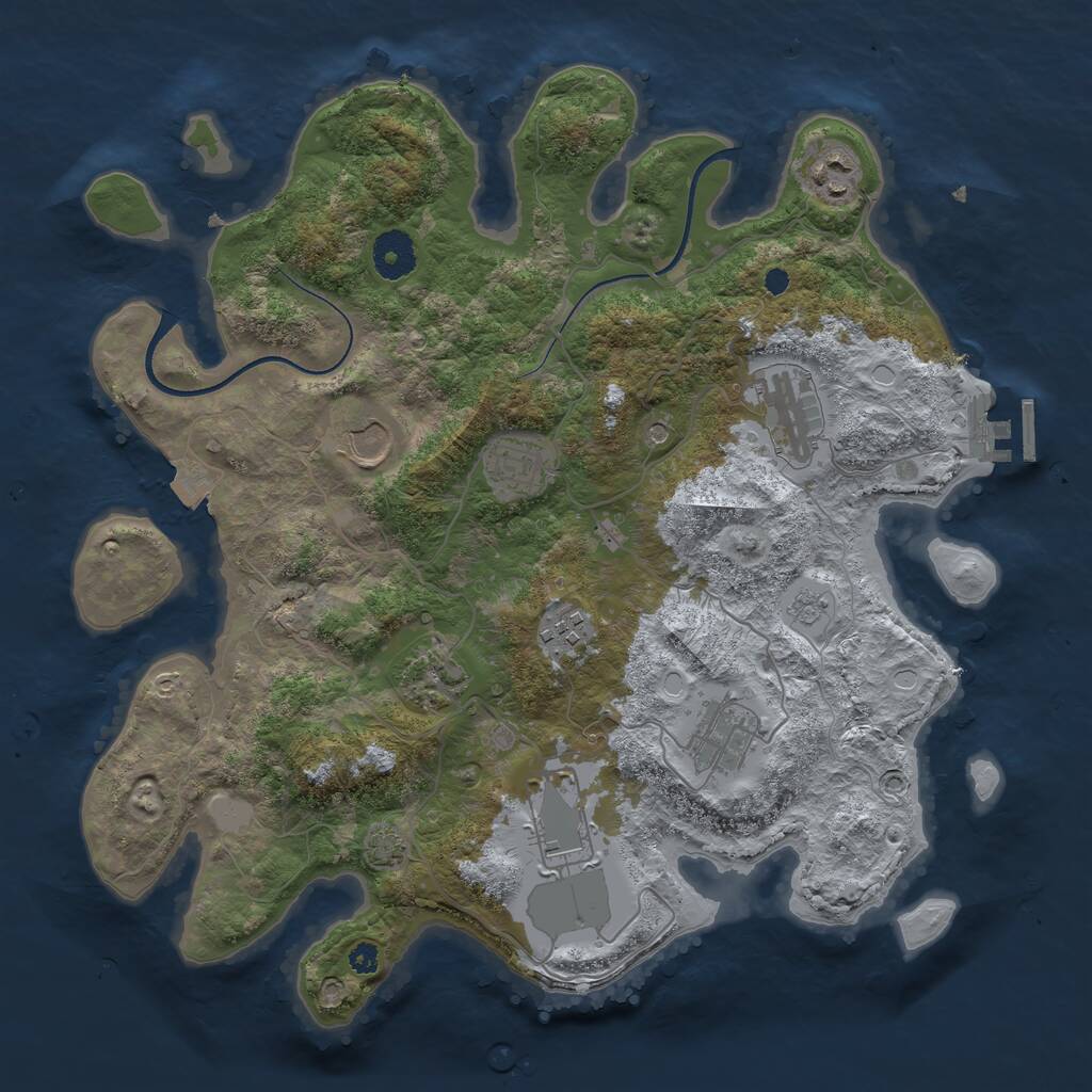 Rust Map: Procedural Map, Size: 3550, Seed: 49966569, 13 Monuments