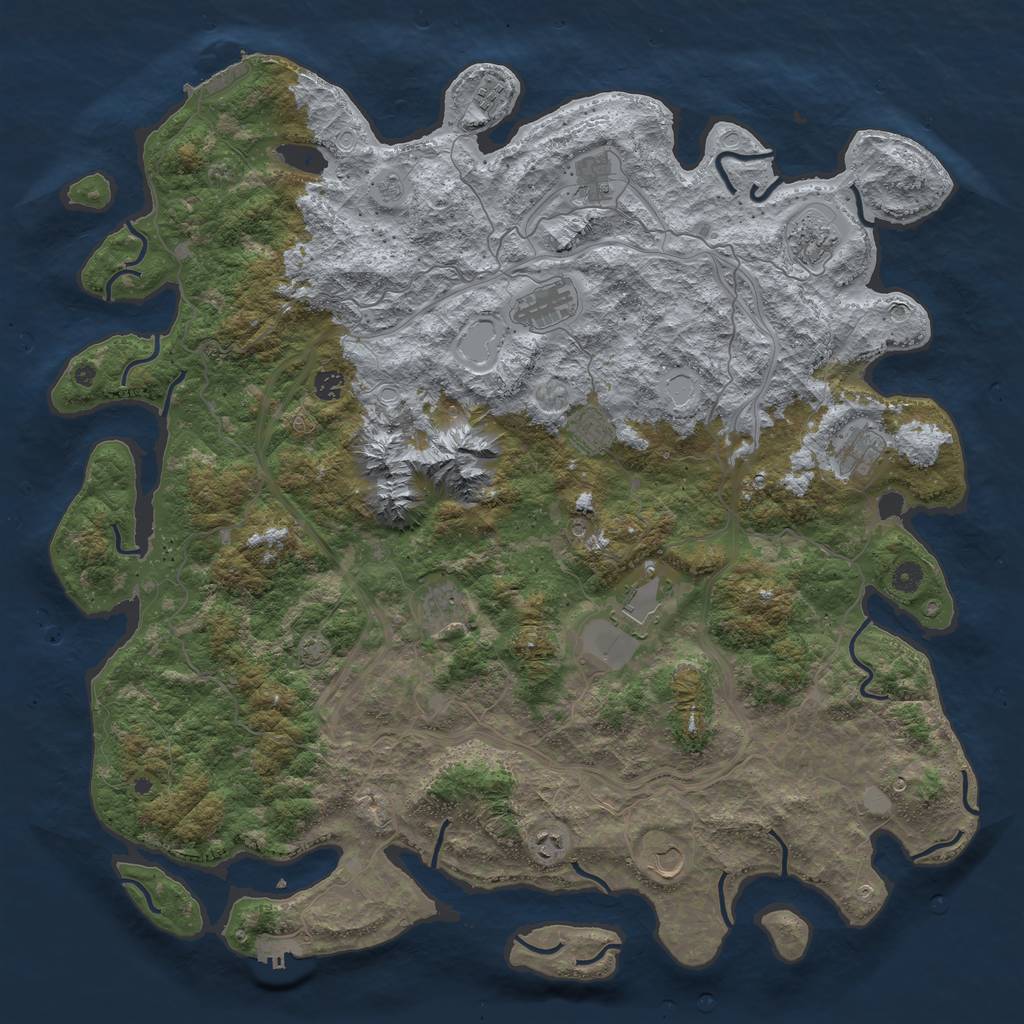 Rust Map: Procedural Map, Size: 5000, Seed: 1730791738, 19 Monuments