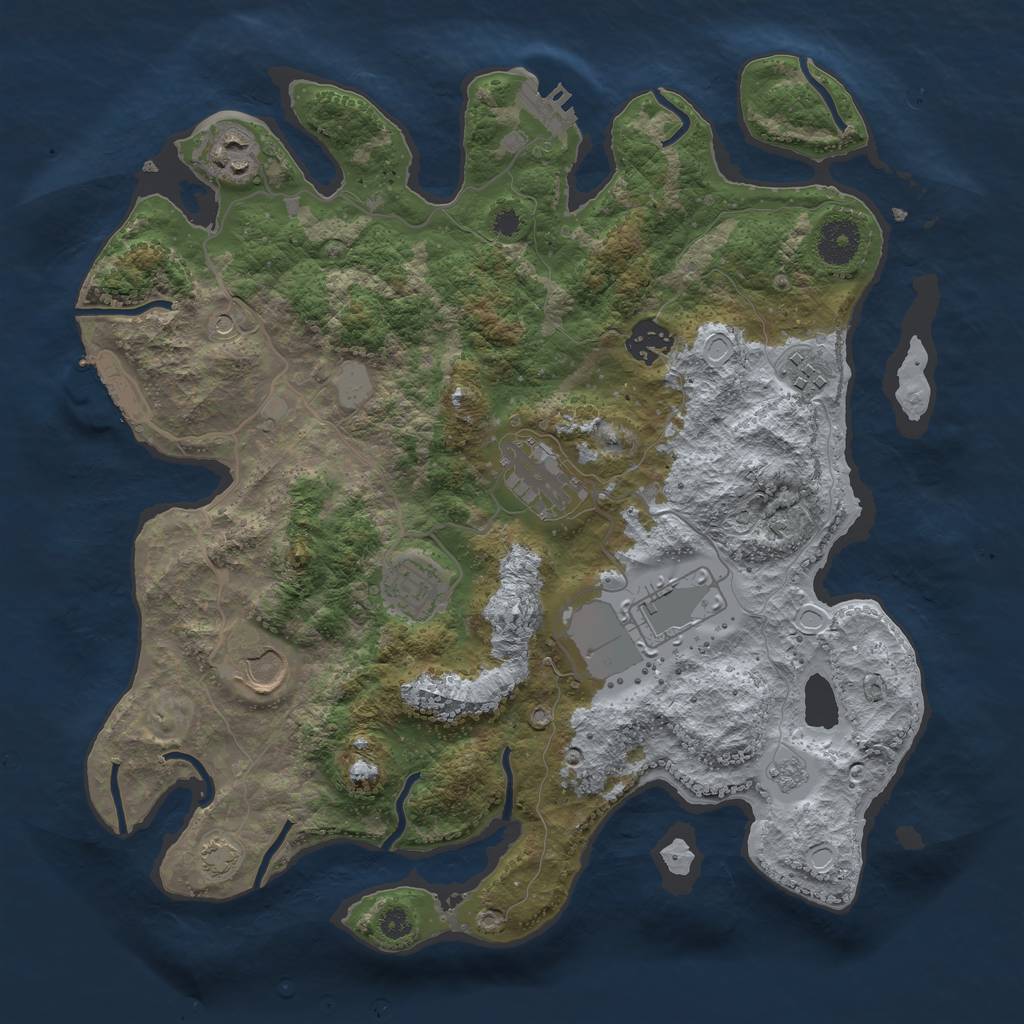 Rust Map: Procedural Map, Size: 3500, Seed: 22746307, 15 Monuments
