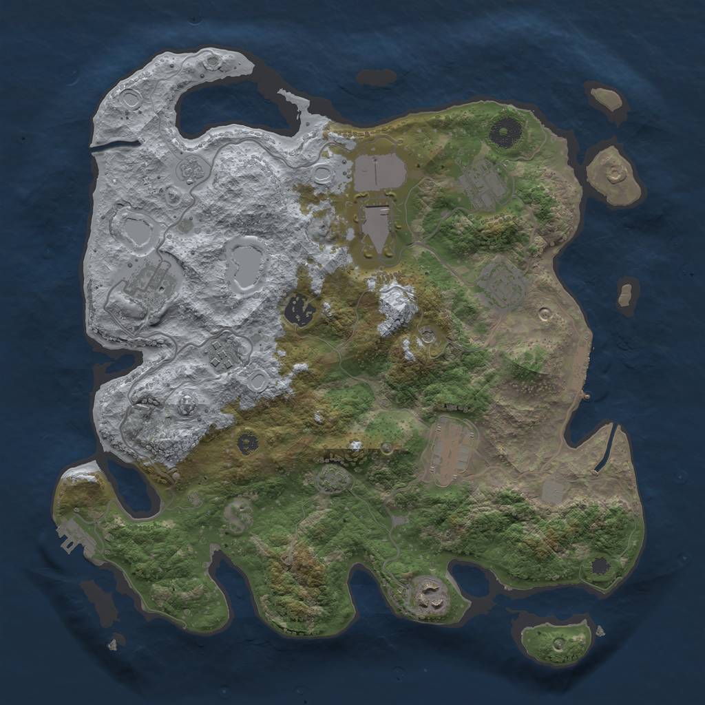 Rust Map: Procedural Map, Size: 3500, Seed: 968776353, 16 Monuments