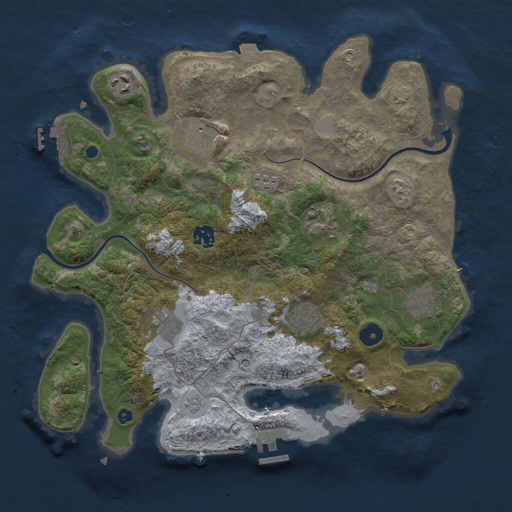 Rust Map: Procedural Map, Size: 3450, Seed: 16271369, 14 Monuments