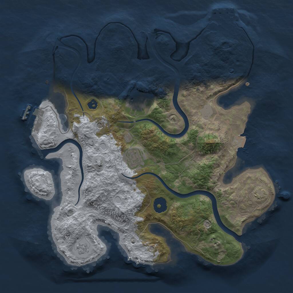 Rust Map: Procedural Map, Size: 3000, Seed: 1176117153, 8 Monuments