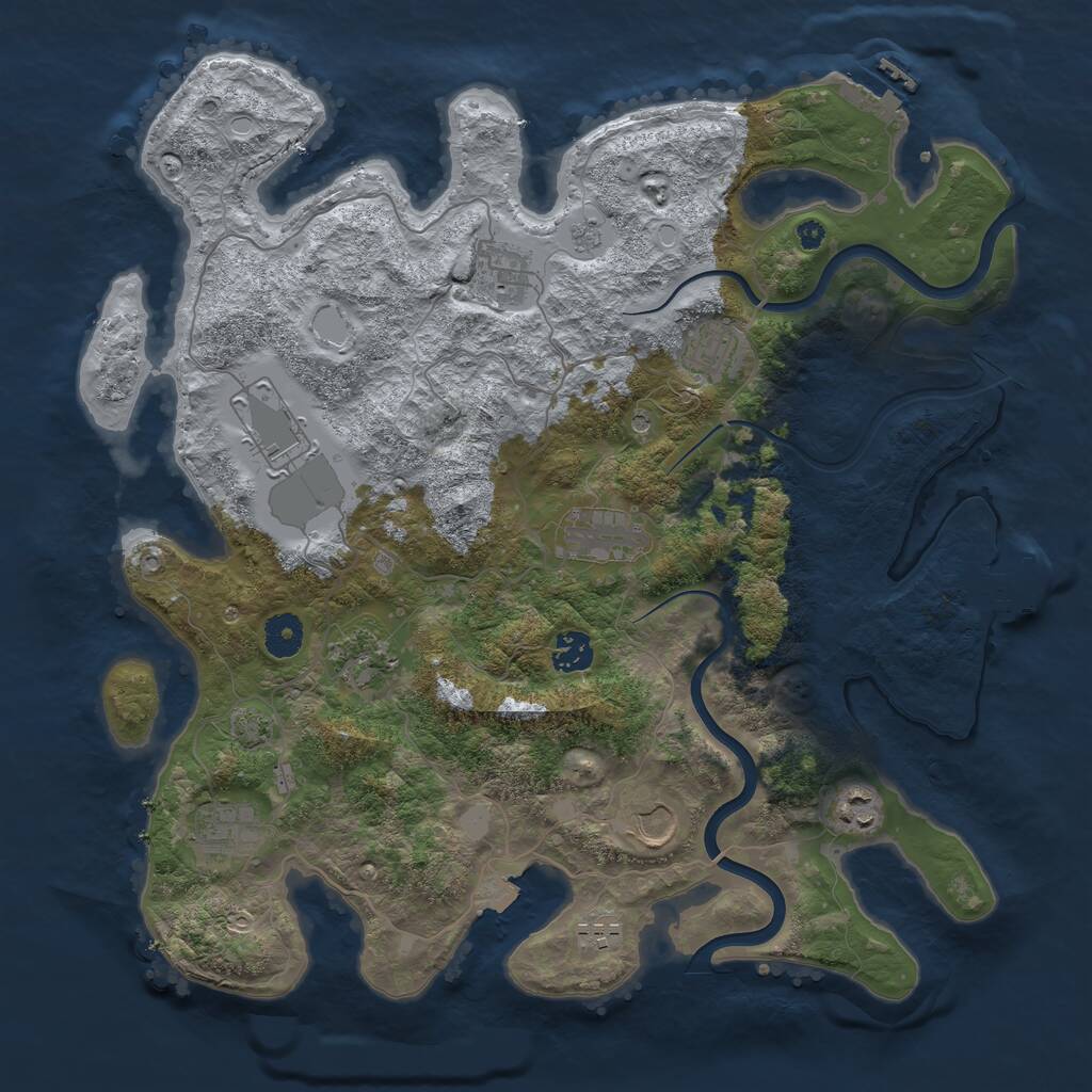 Rust Map: Procedural Map, Size: 3900, Seed: 71408444, 16 Monuments