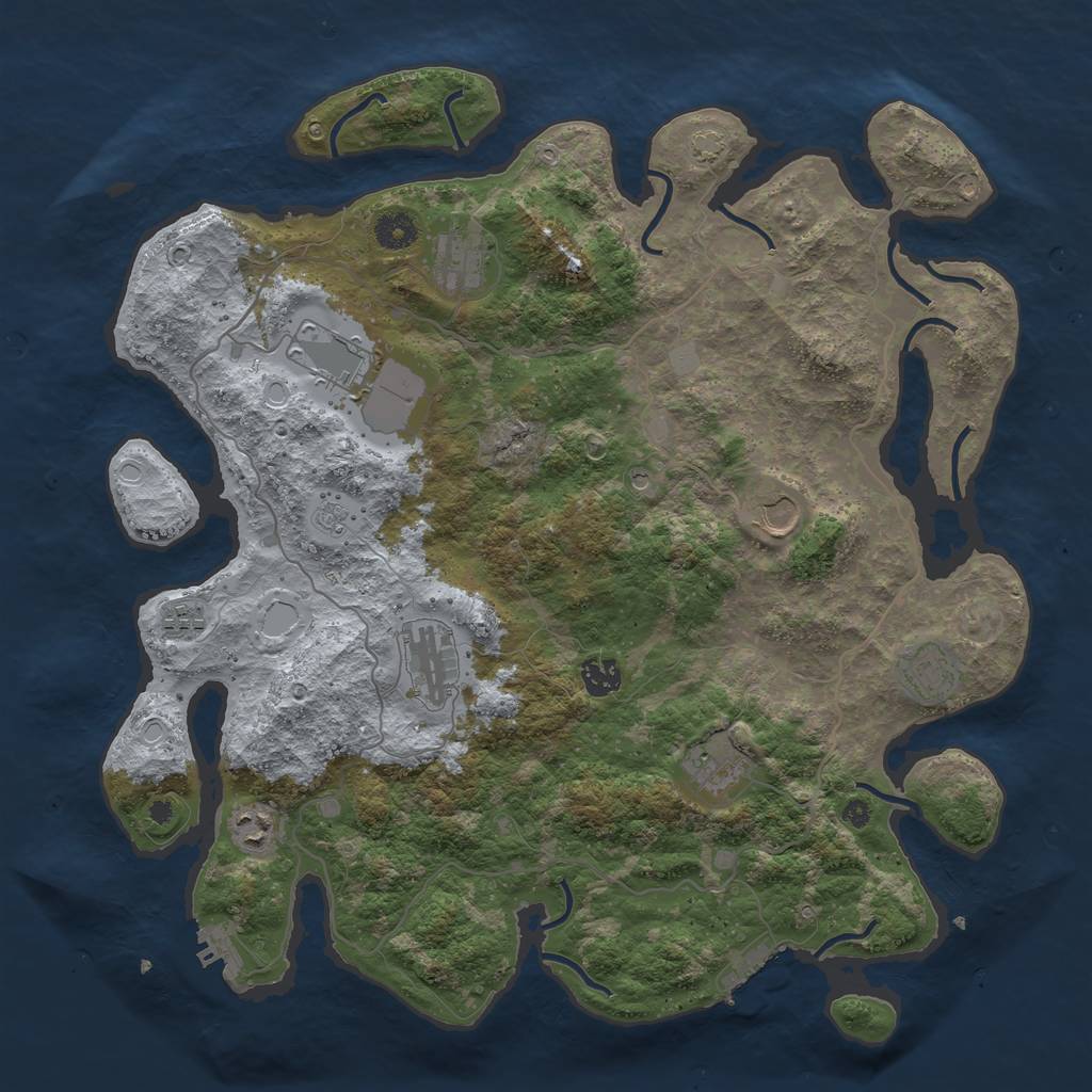 Rust Map: Procedural Map, Size: 4100, Seed: 64447183, 17 Monuments