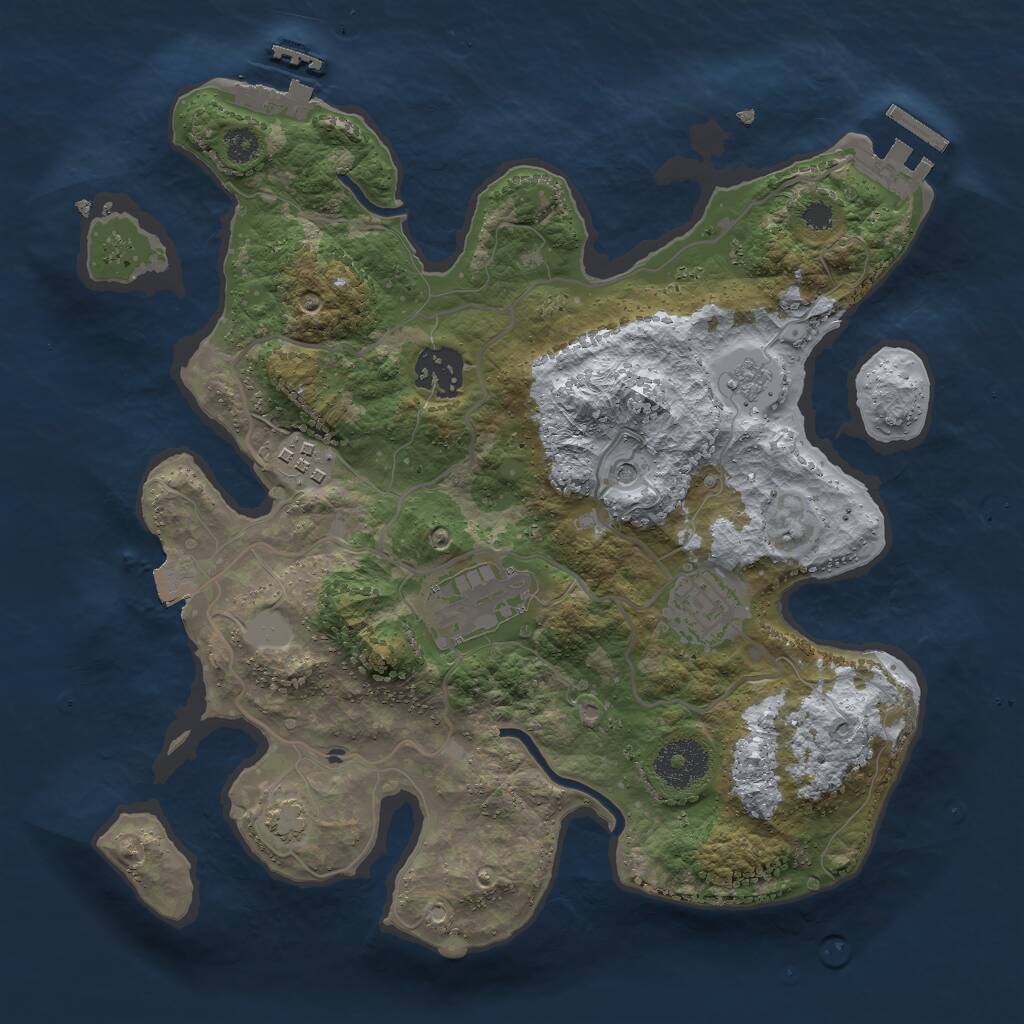 Rust Map: Procedural Map, Size: 3000, Seed: 56513925, 10 Monuments