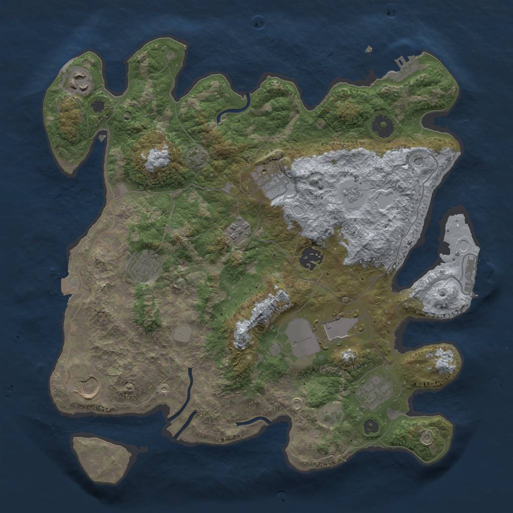 Rust Map: Procedural Map, Size: 3500, Seed: 472189461, 16 Monuments