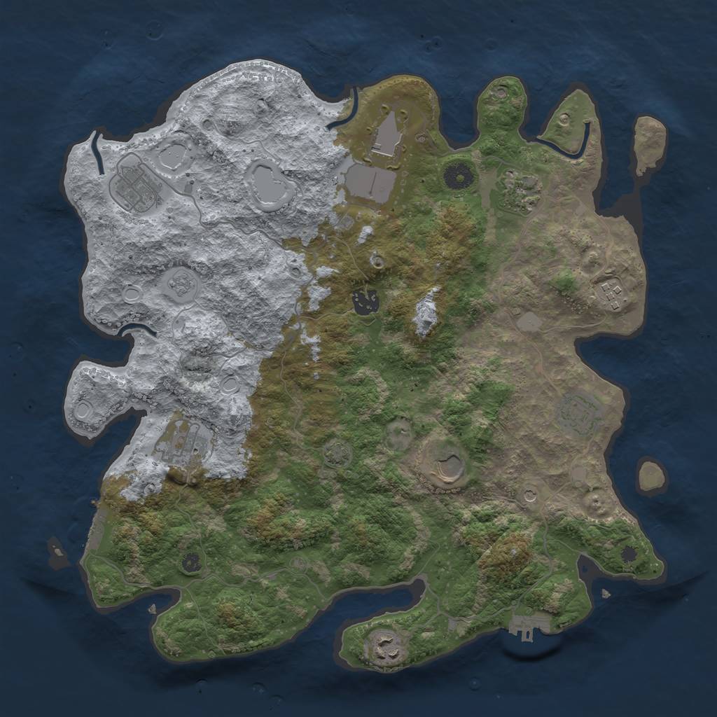 Rust Map: Procedural Map, Size: 3850, Seed: 13061880, 17 Monuments