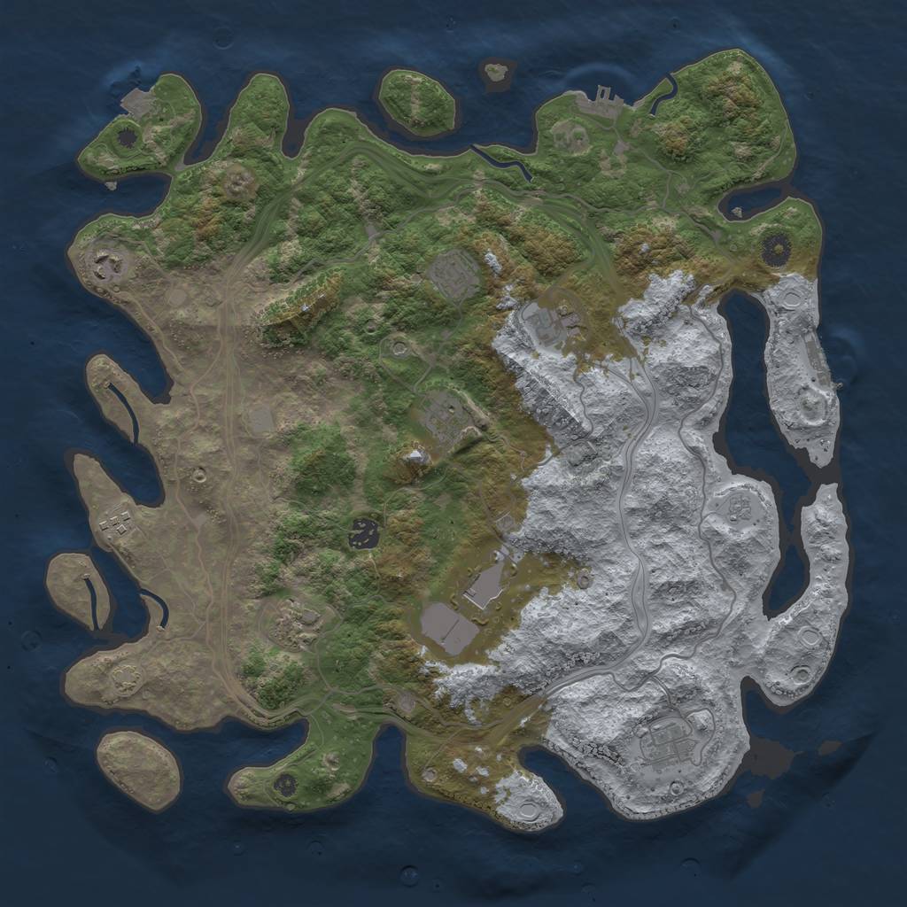 Rust Map: Procedural Map, Size: 4250, Seed: 1917087487, 17 Monuments