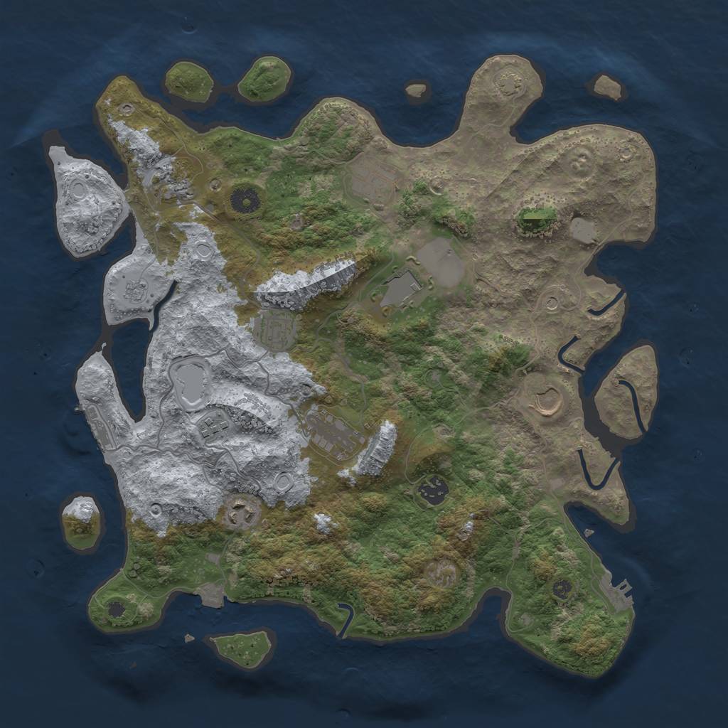 Rust Map: Procedural Map, Size: 3900, Seed: 44734469, 17 Monuments