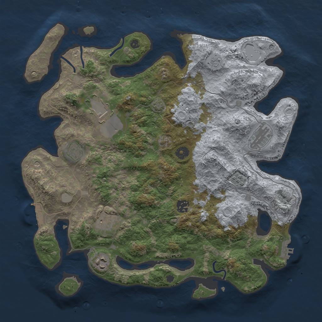 Rust Map: Procedural Map, Size: 3700, Seed: 10623, 15 Monuments