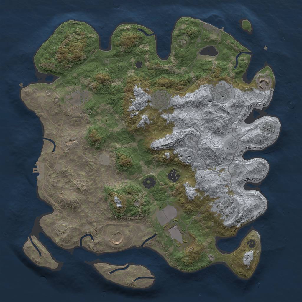 Rust Map: Procedural Map, Size: 3750, Seed: 93165179, 17 Monuments