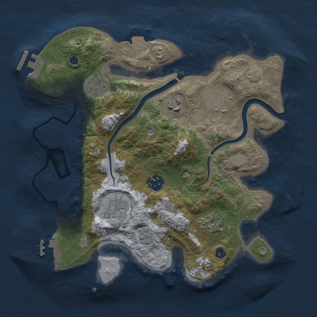 Rust Map: Procedural Map, Size: 3000, Seed: 30590, 12 Monuments