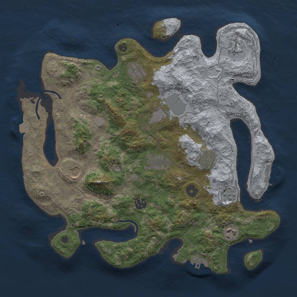 Rust Map: Procedural Map, Size: 3700, Seed: 18261323, 17 Monuments