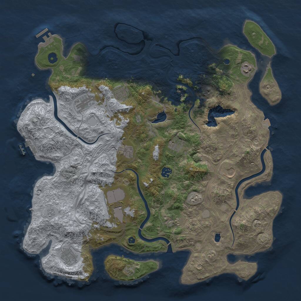 Rust Map: Procedural Map, Size: 4400, Seed: 91945641, 17 Monuments