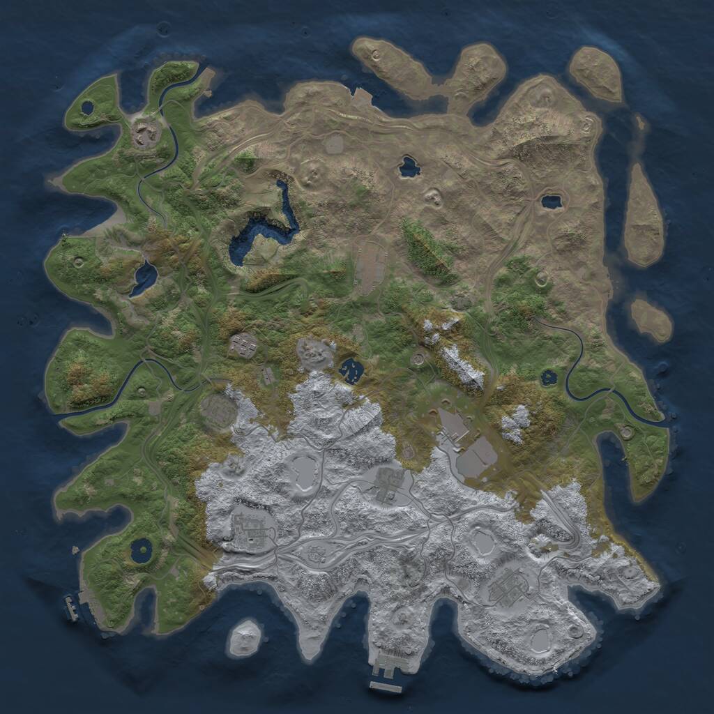 Rust Map: Procedural Map, Size: 4500, Seed: 1240661905, 15 Monuments