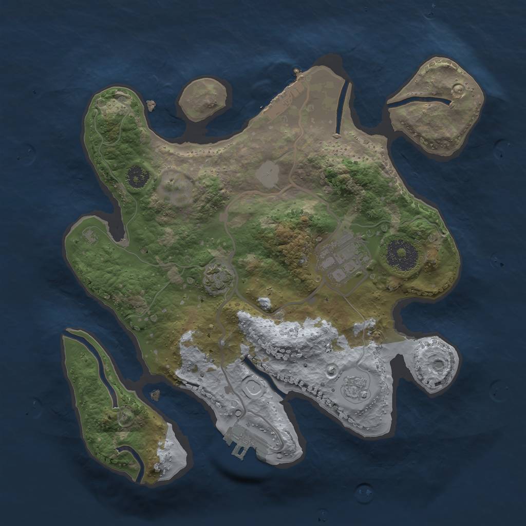 Rust Map: Procedural Map, Size: 2500, Seed: 278431395, 8 Monuments