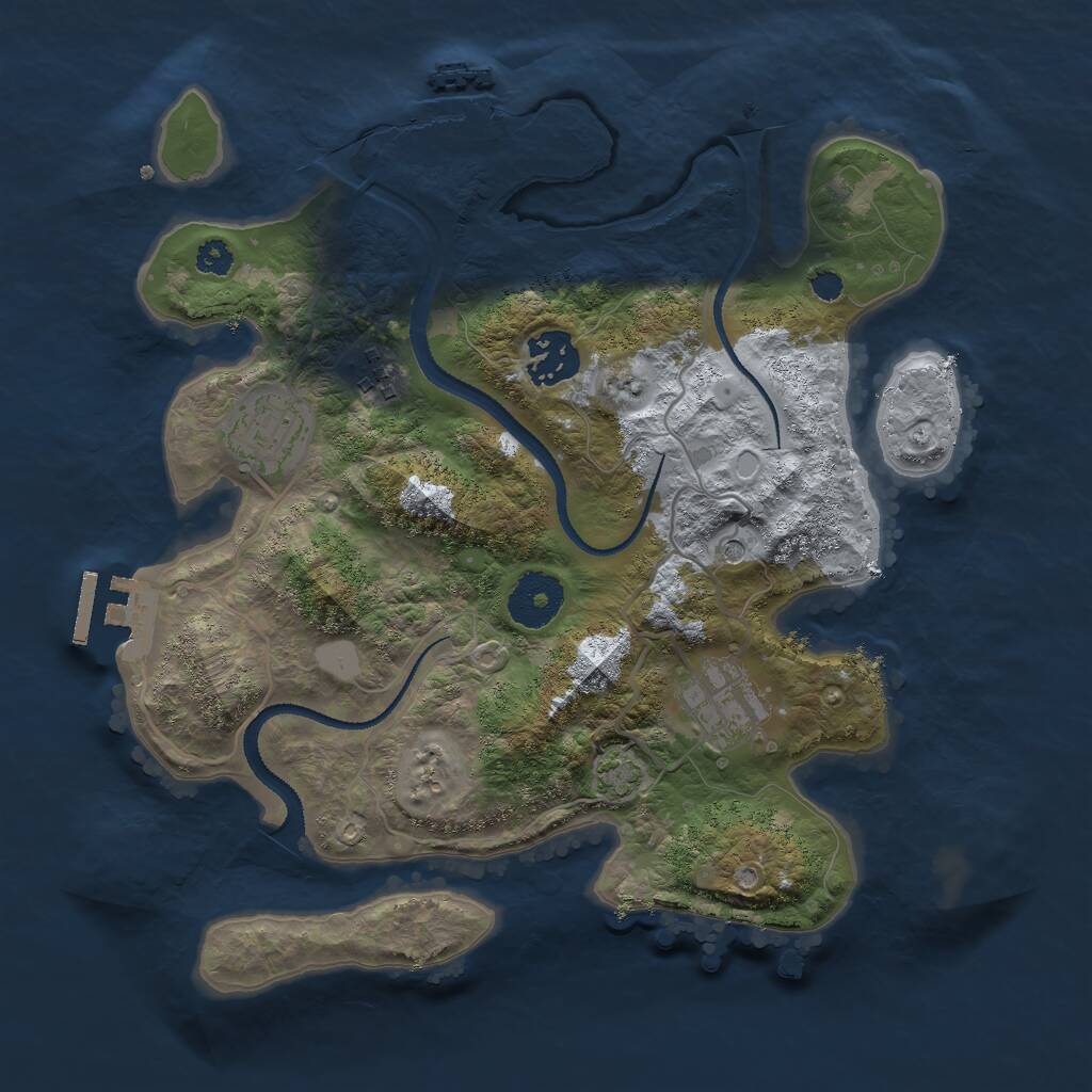 Rust Map: Procedural Map, Size: 3000, Seed: 58102977, 9 Monuments