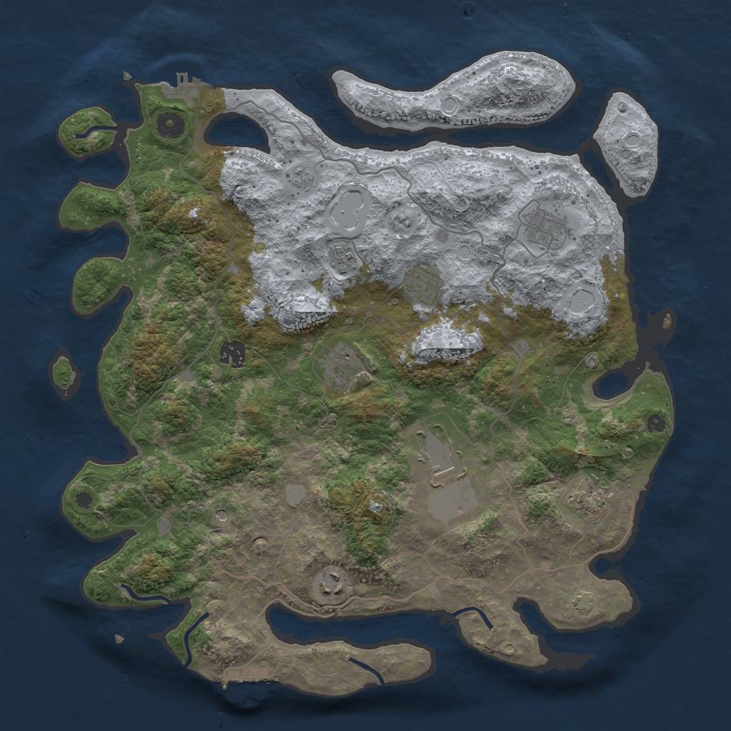 Rust Map: Procedural Map, Size: 4000, Seed: 83495138, 16 Monuments