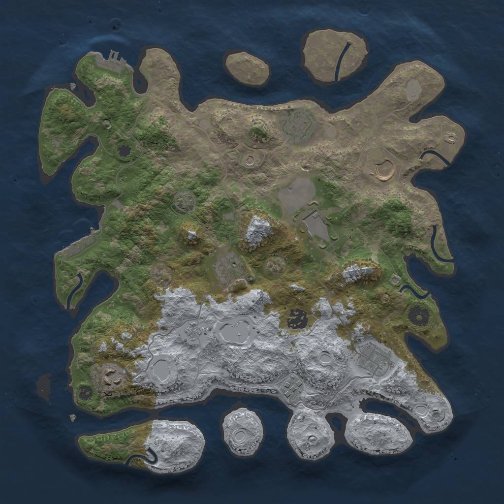 Rust Map: Procedural Map, Size: 3600, Seed: 67121955, 16 Monuments