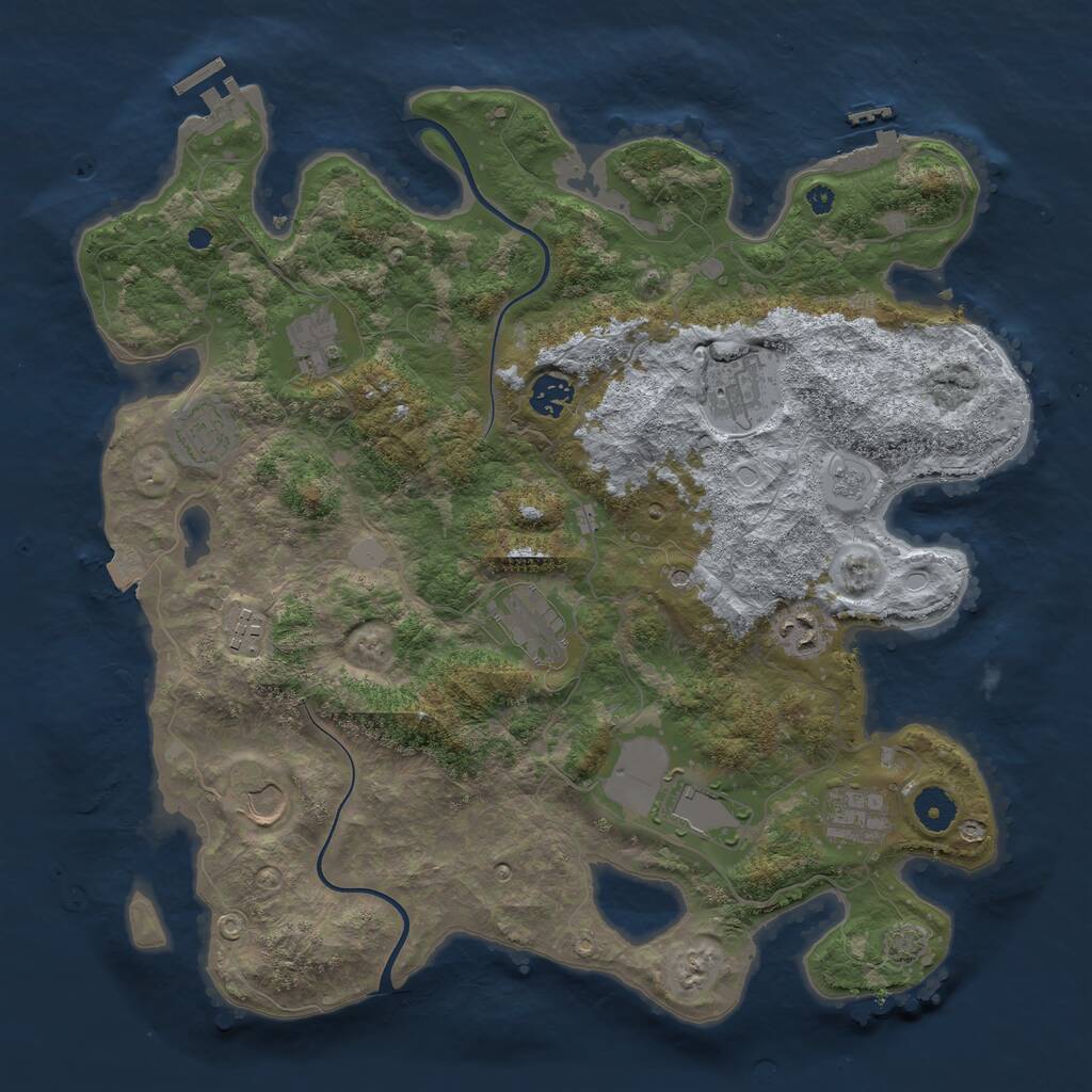 Rust Map: Procedural Map, Size: 3900, Seed: 20324391, 16 Monuments