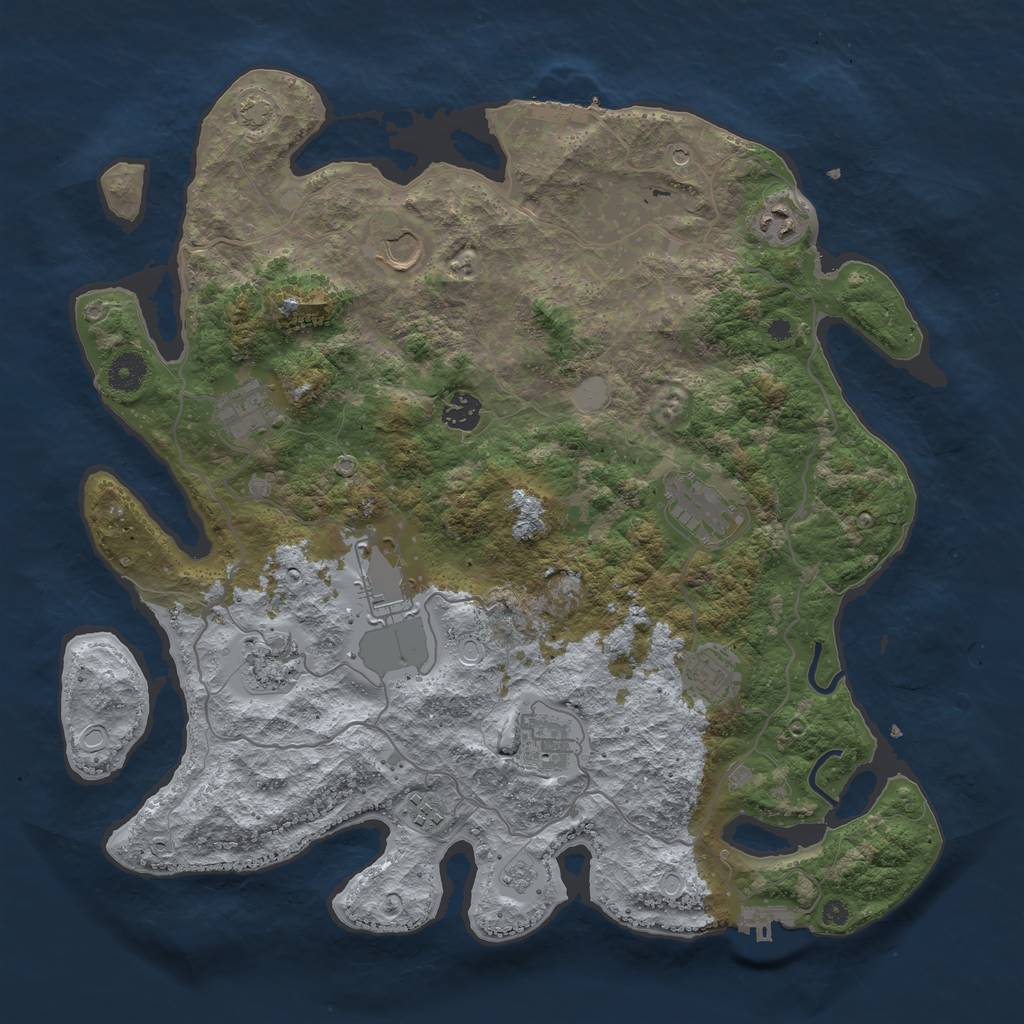 Rust Map: Procedural Map, Size: 4000, Seed: 2012129190, 18 Monuments