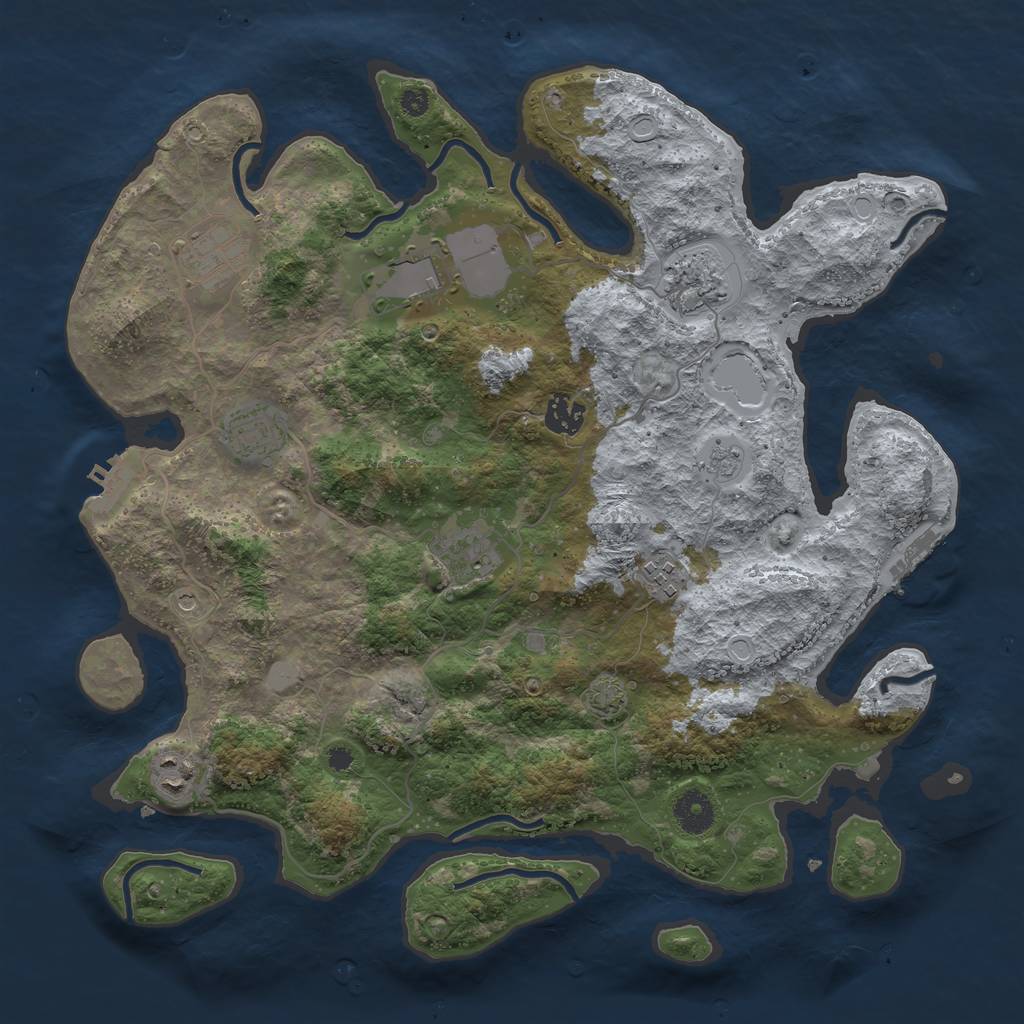 Rust Map: Procedural Map, Size: 3750, Seed: 2714368, 16 Monuments