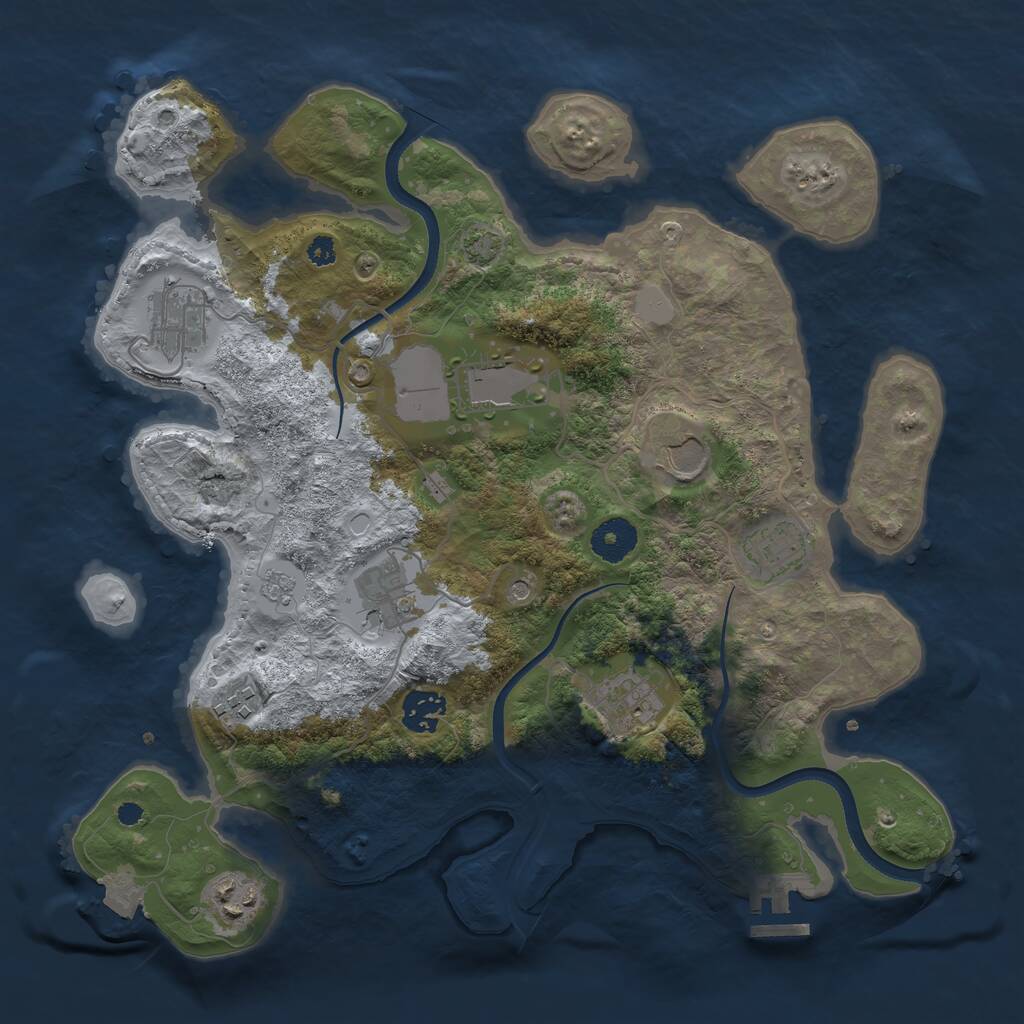 Rust Map: Procedural Map, Size: 3500, Seed: 51229983, 14 Monuments