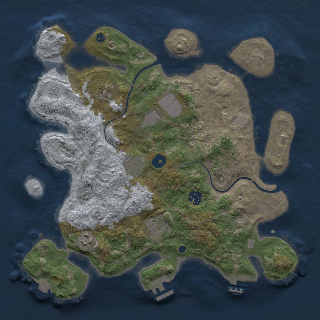 Rust Map: Procedural Map, Size: 3500, Seed: 51229983, 13 Monuments