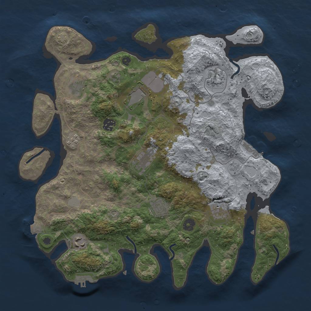 Rust Map: Procedural Map, Size: 3700, Seed: 1395017069, 17 Monuments