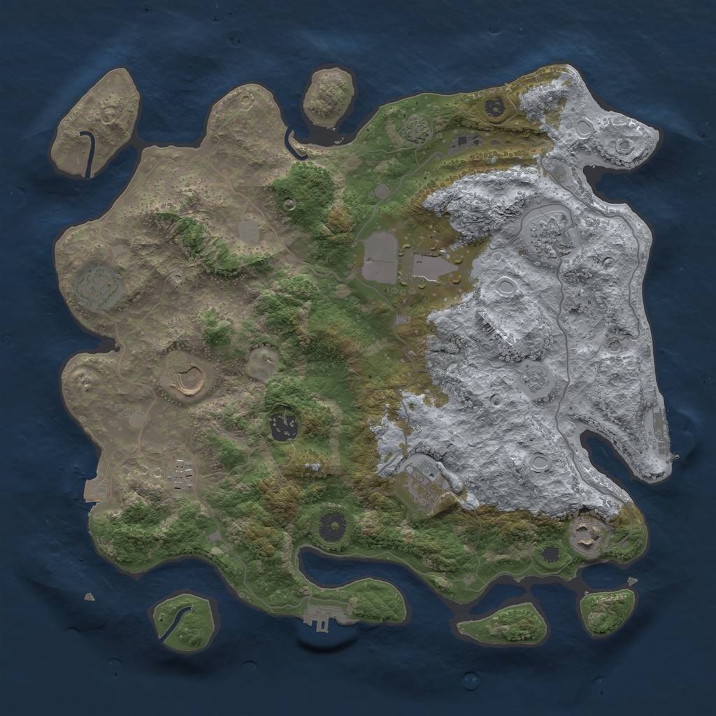 Rust Map: Procedural Map, Size: 3700, Seed: 1097583358, 16 Monuments