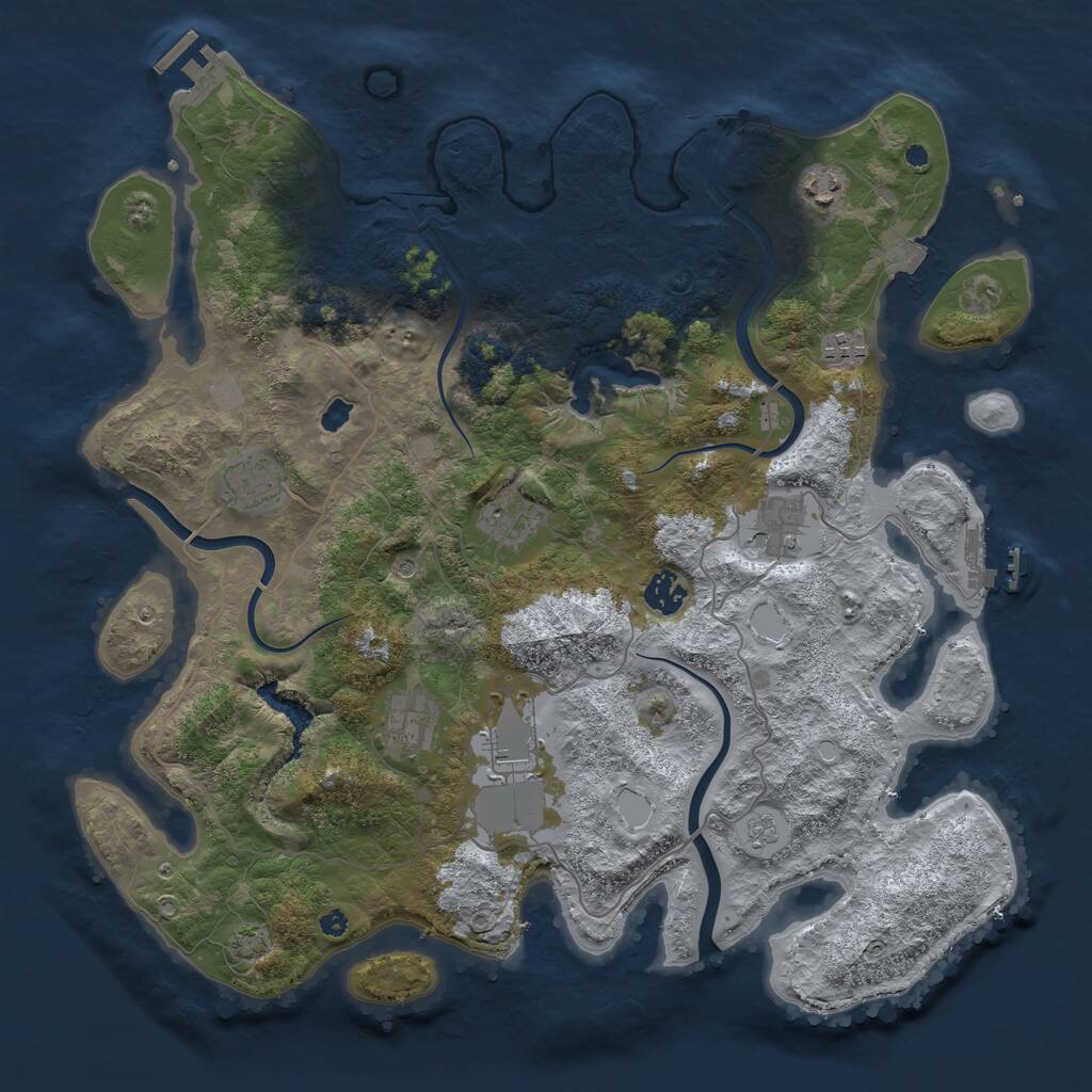 Rust Map: Procedural Map, Size: 4000, Seed: 68644632, 14 Monuments
