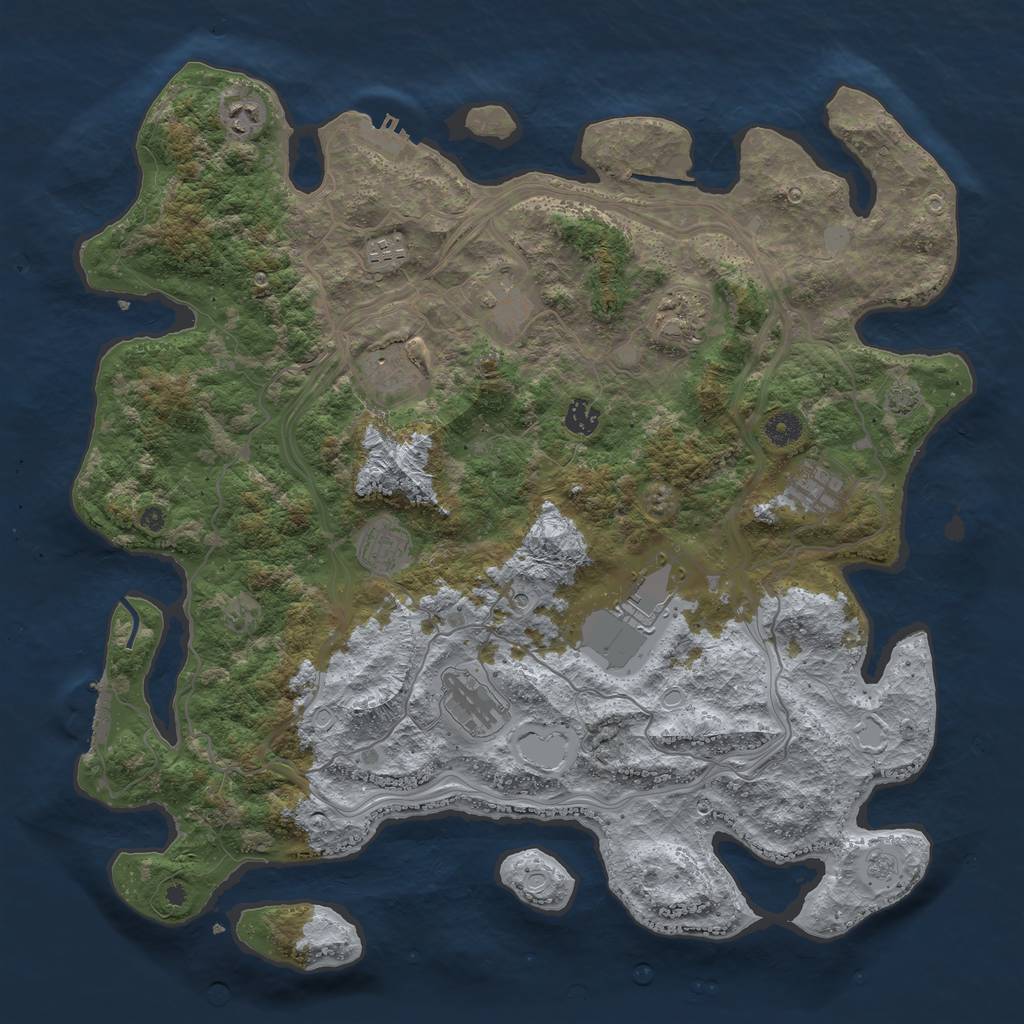 Rust Map: Procedural Map, Size: 4400, Seed: 93218719, 18 Monuments