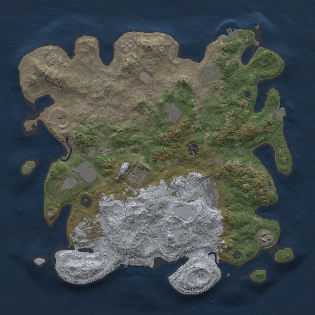 Rust Map: Procedural Map, Size: 3950, Seed: 52776333, 18 Monuments