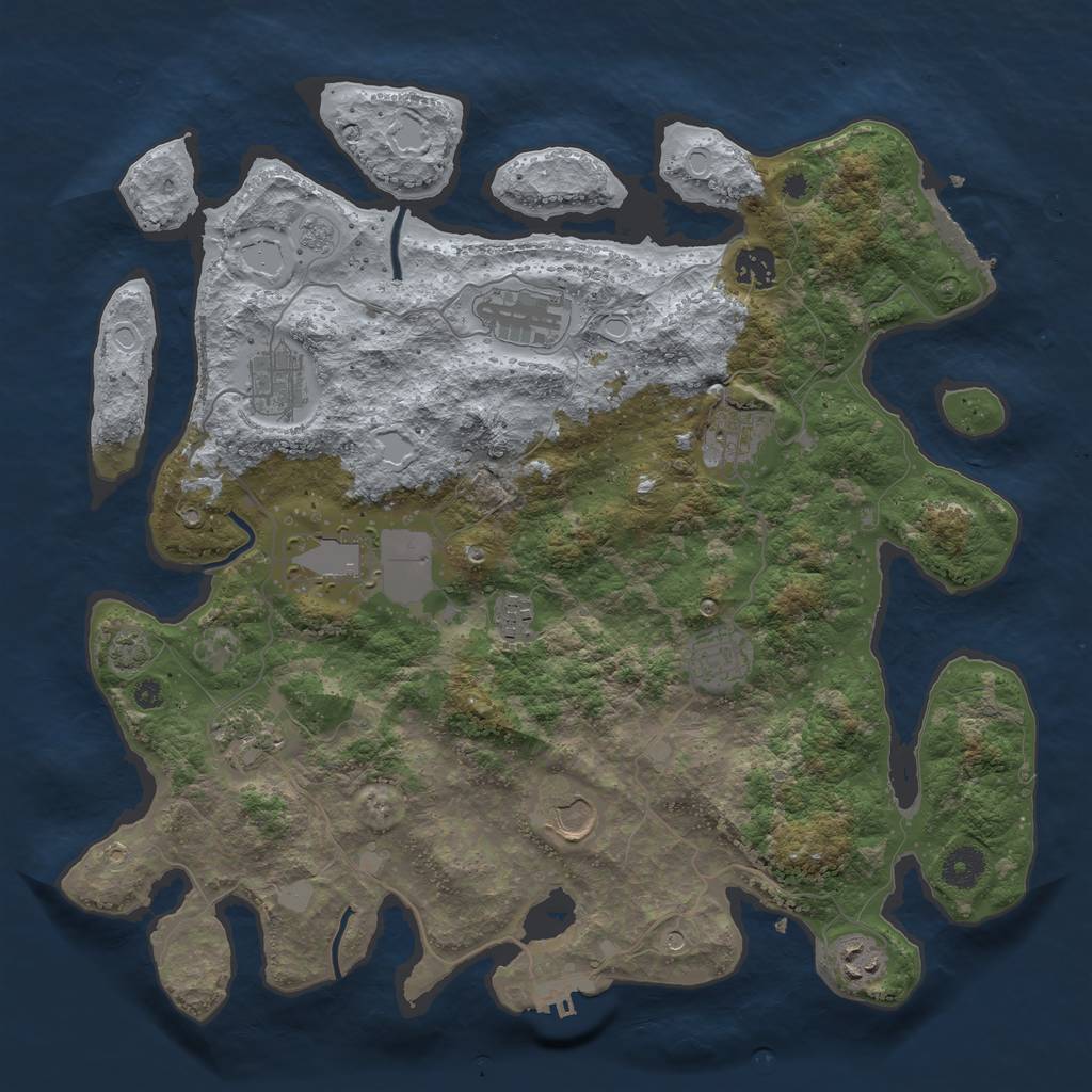 Rust Map: Procedural Map, Size: 3850, Seed: 22324975, 18 Monuments