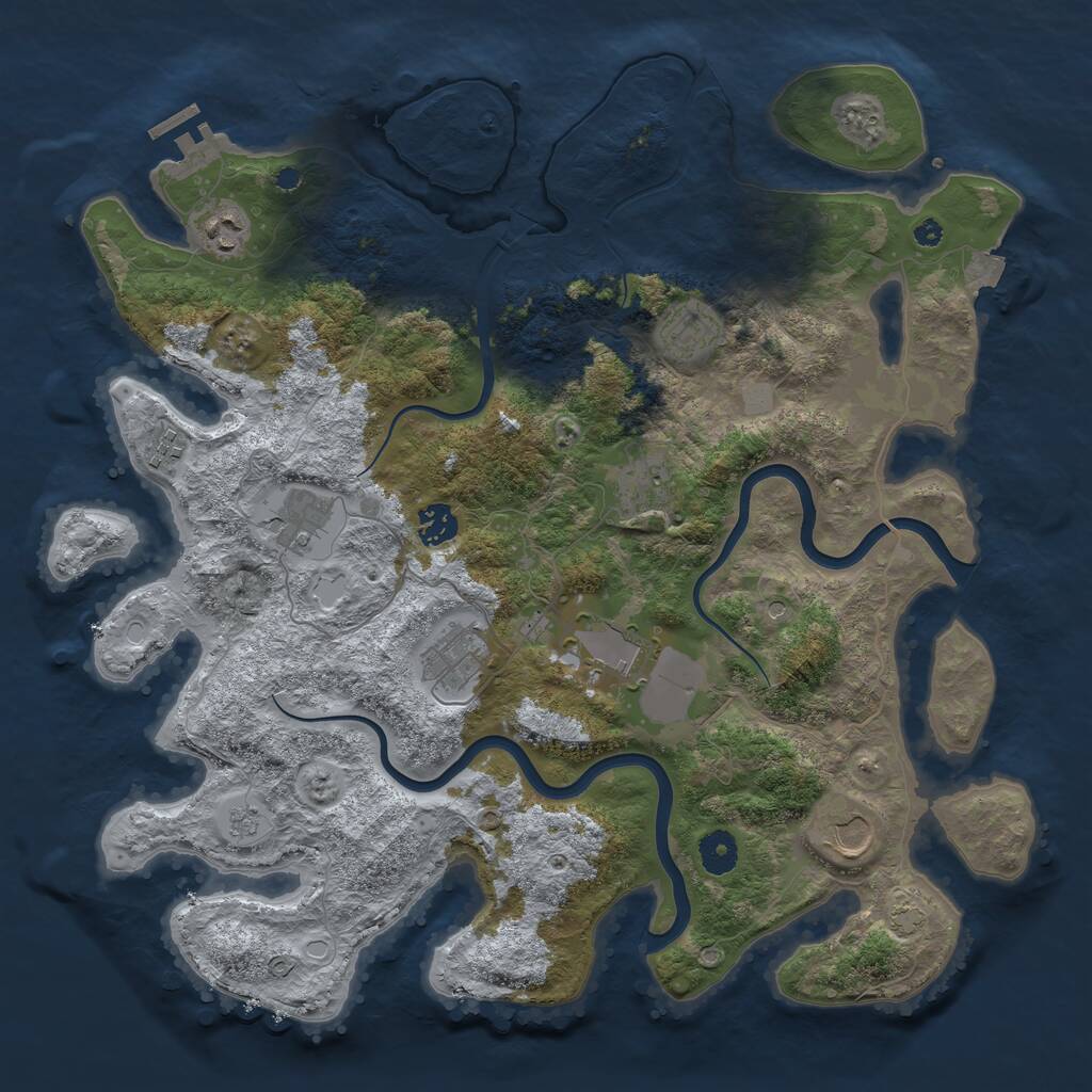 Rust Map: Procedural Map, Size: 3950, Seed: 15457645, 14 Monuments
