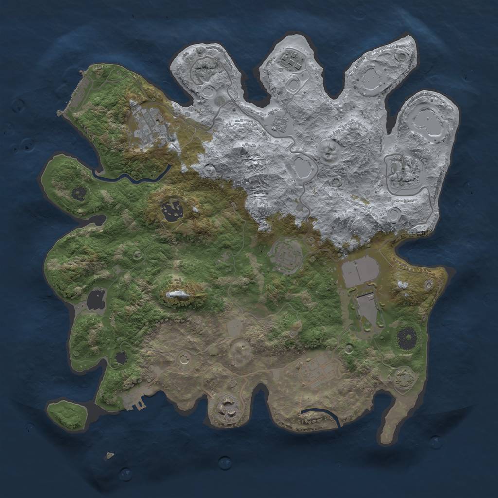 Rust Map: Procedural Map, Size: 3500, Seed: 509035424, 16 Monuments