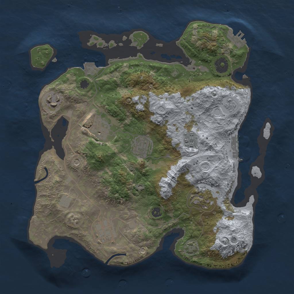 Rust Map: Procedural Map, Size: 3000, Seed: 892453297, 14 Monuments