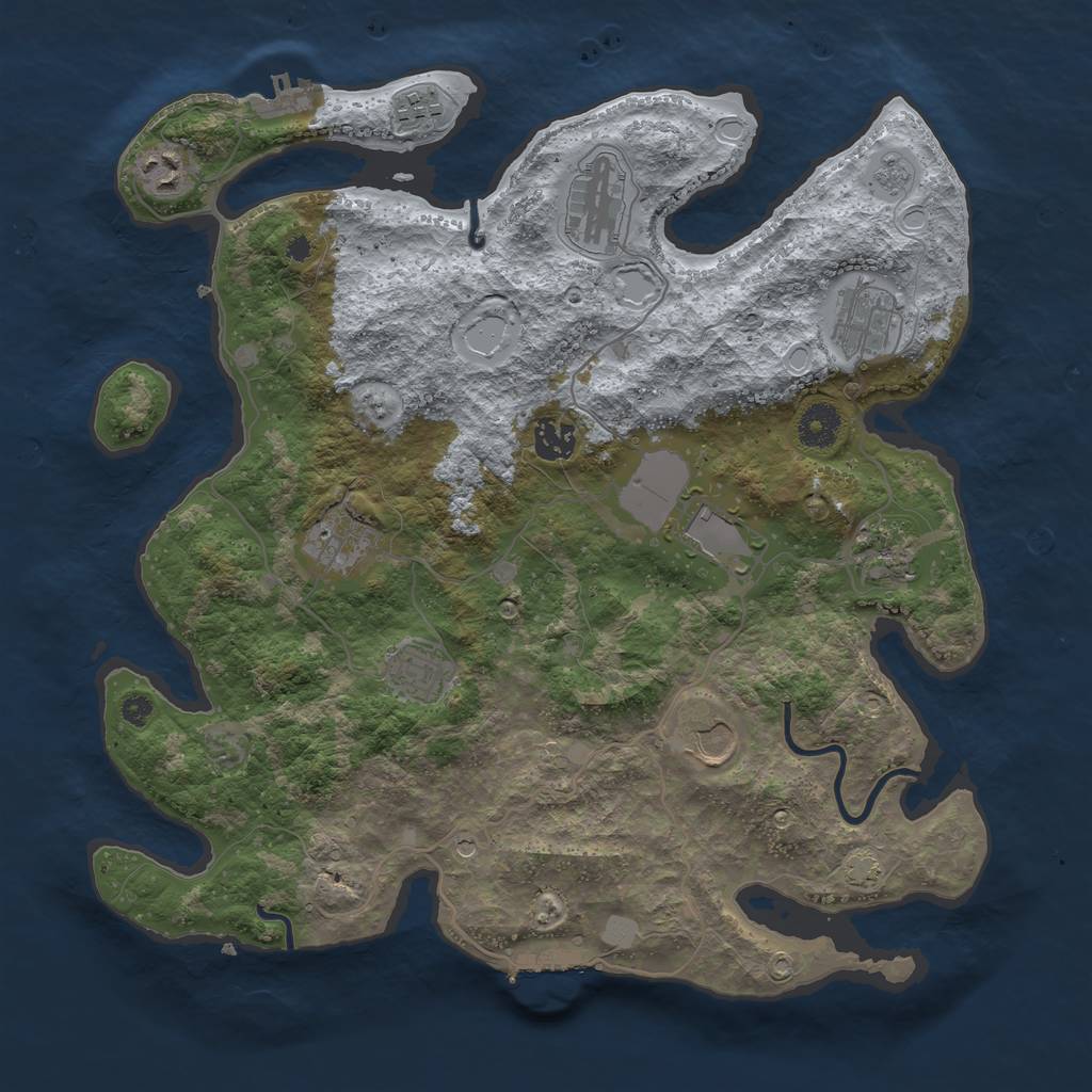 Rust Map: Procedural Map, Size: 3750, Seed: 59868301, 18 Monuments