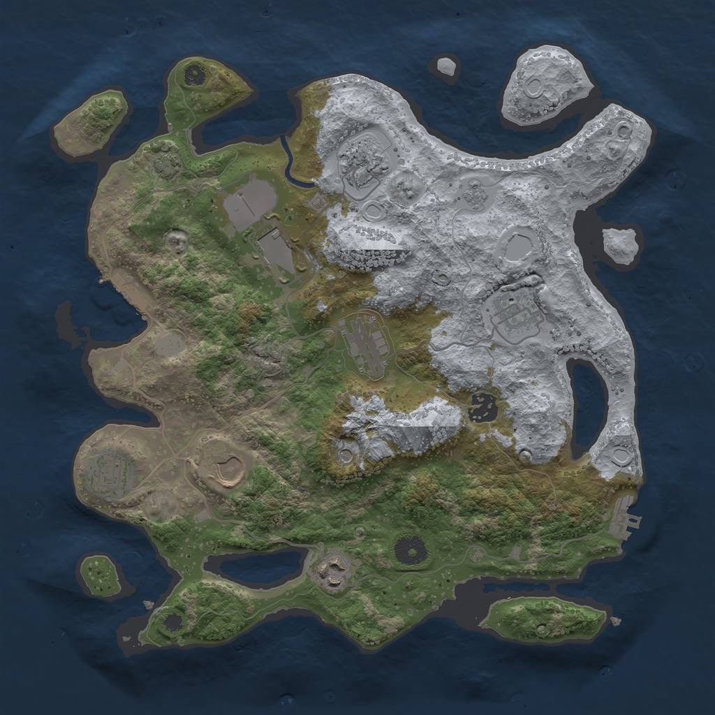 Rust Map: Procedural Map, Size: 3500, Seed: 10641801, 16 Monuments