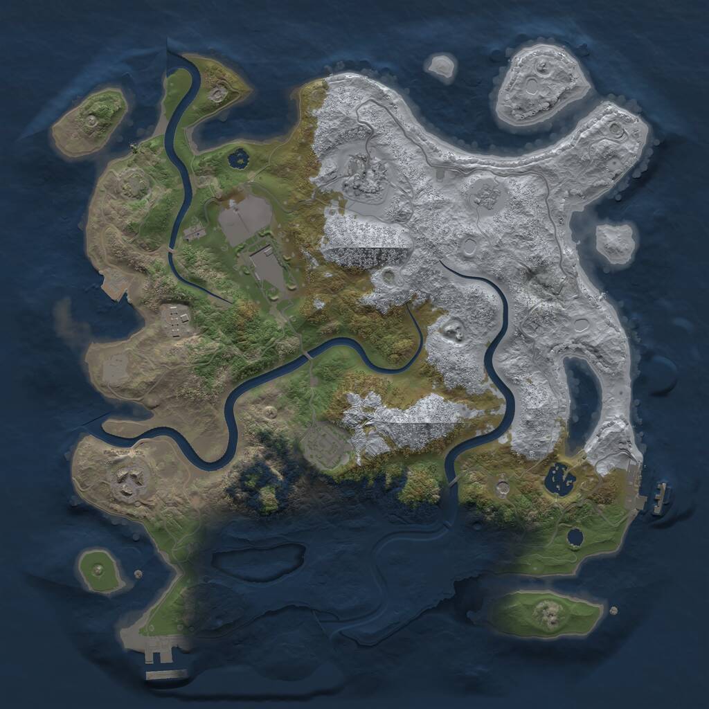 Rust Map: Procedural Map, Size: 3500, Seed: 10641801, 12 Monuments