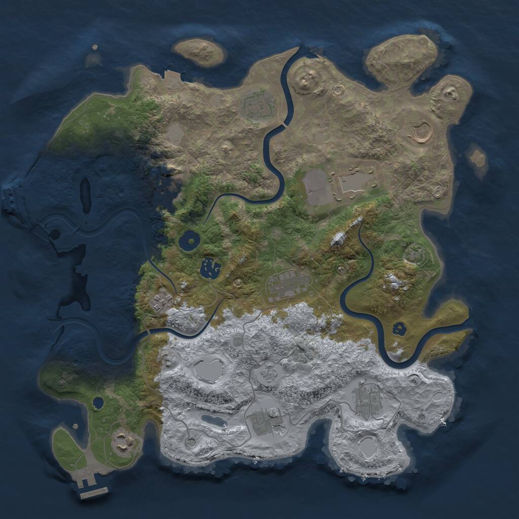 Rust Map: Procedural Map, Size: 3750, Seed: 21951886, 16 Monuments