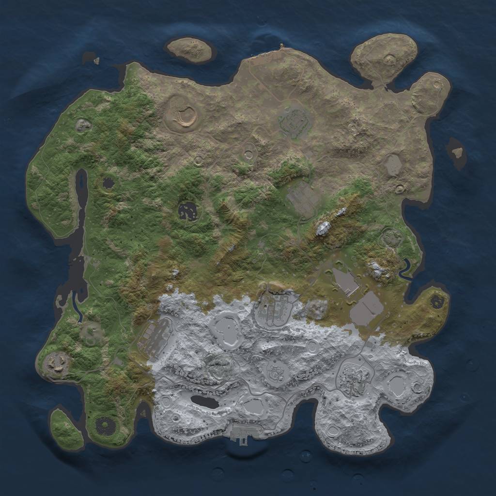 Rust Map: Procedural Map, Size: 3750, Seed: 21951886, 17 Monuments