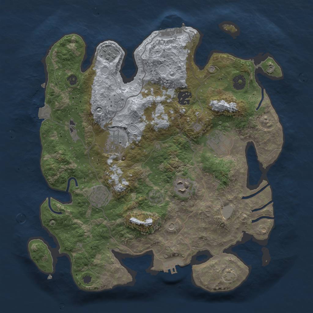 Rust Map: Procedural Map, Size: 3250, Seed: 638601929, 14 Monuments