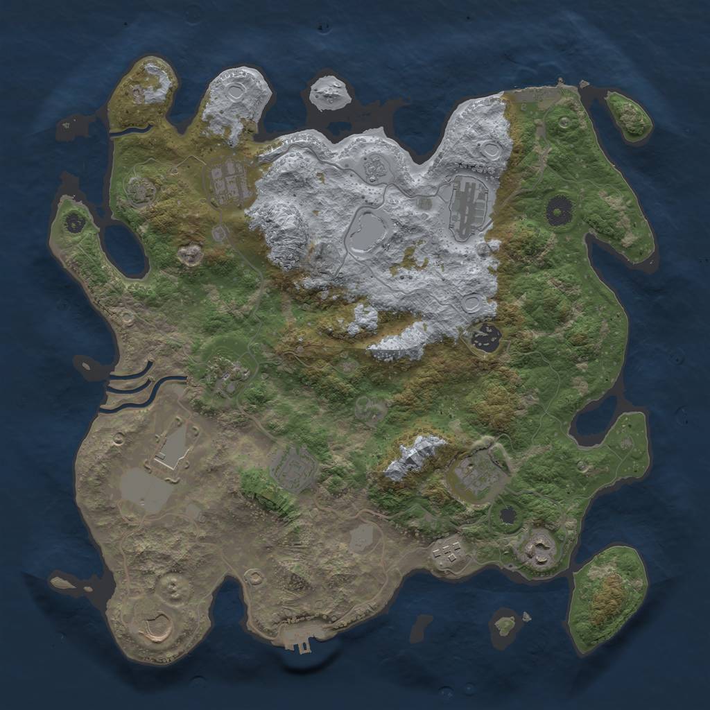 Rust Map: Procedural Map, Size: 3750, Seed: 12141, 17 Monuments