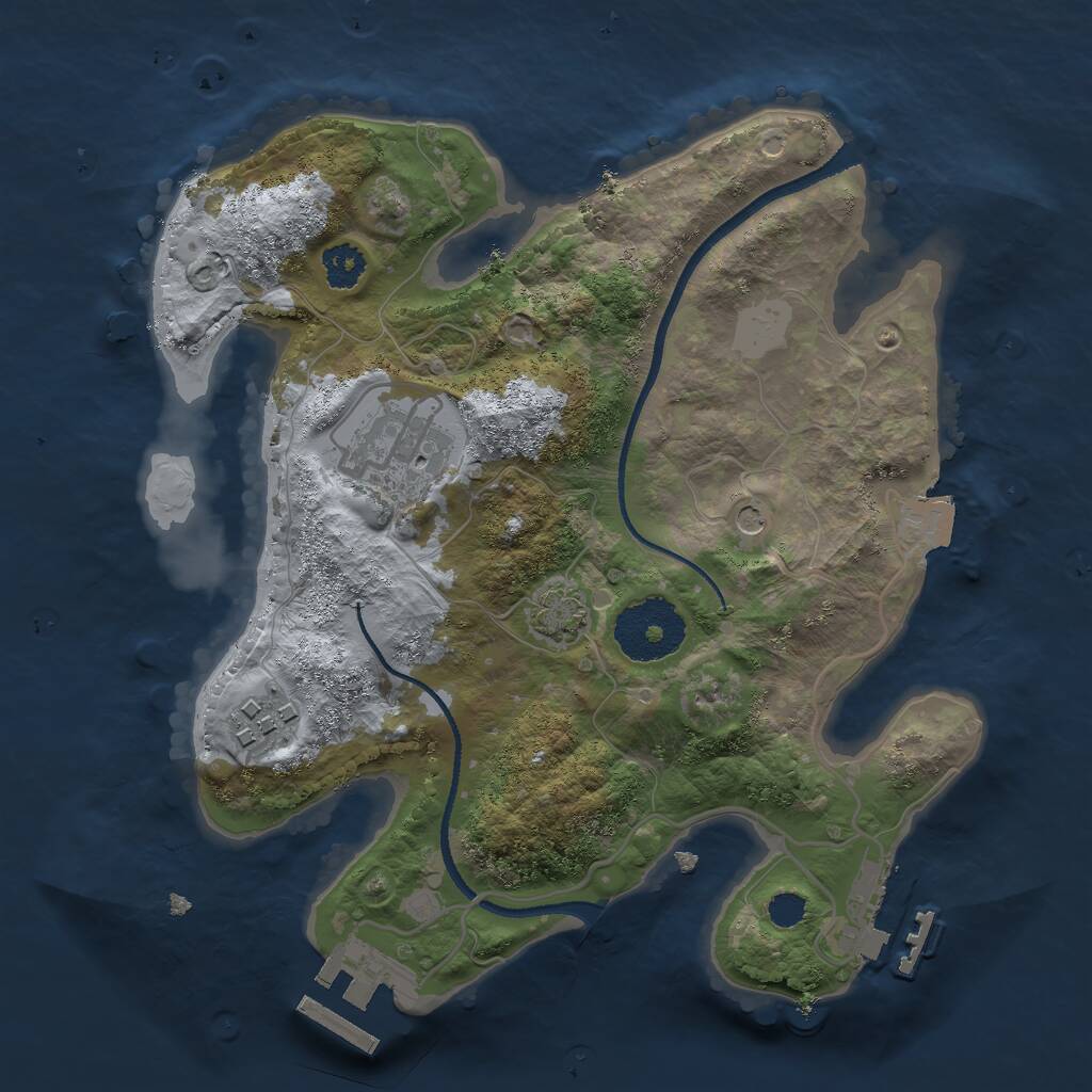 Rust Map: Procedural Map, Size: 2500, Seed: 9211705, 7 Monuments