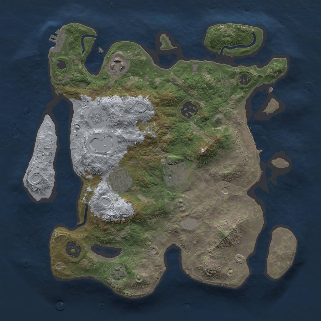 Rust Map: Procedural Map, Size: 3000, Seed: 1341216177, 12 Monuments