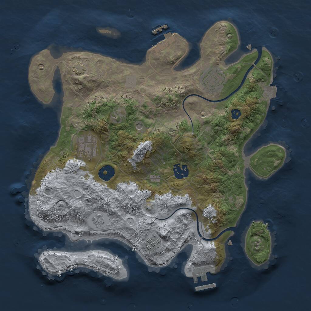 Rust Map: Procedural Map, Size: 3000, Seed: 1770865285, 10 Monuments