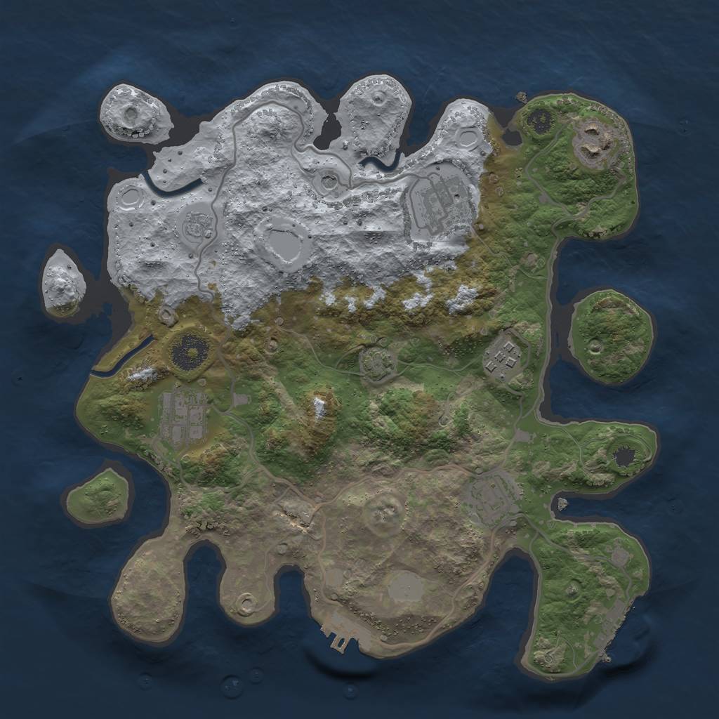 Rust Map: Procedural Map, Size: 3000, Seed: 1839672832, 13 Monuments