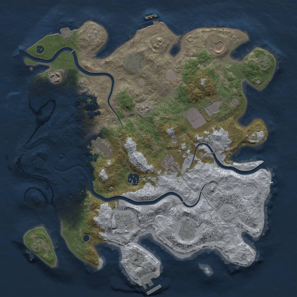 Rust Map: Procedural Map, Size: 3750, Seed: 1923238860, 16 Monuments