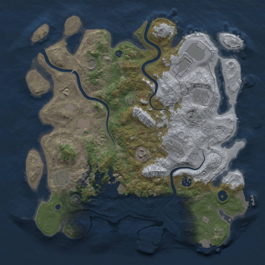 Rust Map: Procedural Map, Size: 3900, Seed: 2060861025, 16 Monuments